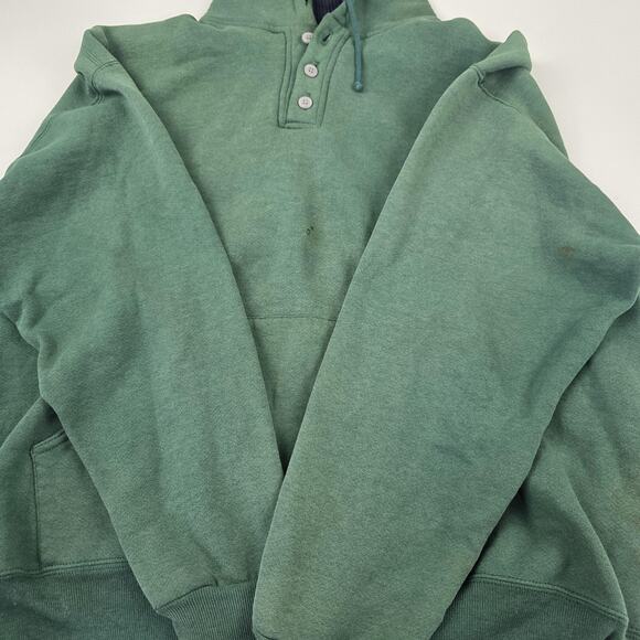 VINTAGE Russell Athletic Hoodie Mens 2XL Green Henley Thermal Lined Made USA 90s - Picture 12 of 12
